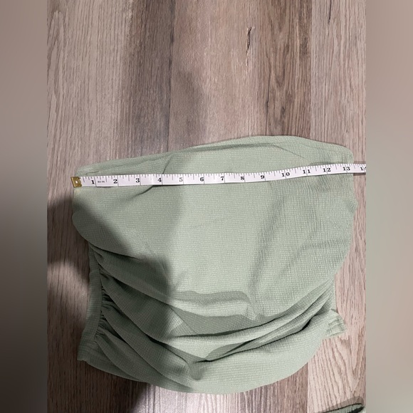 Sage Green Wide Leg Pants & Strapless Ruched Top - Picture 8 of 14